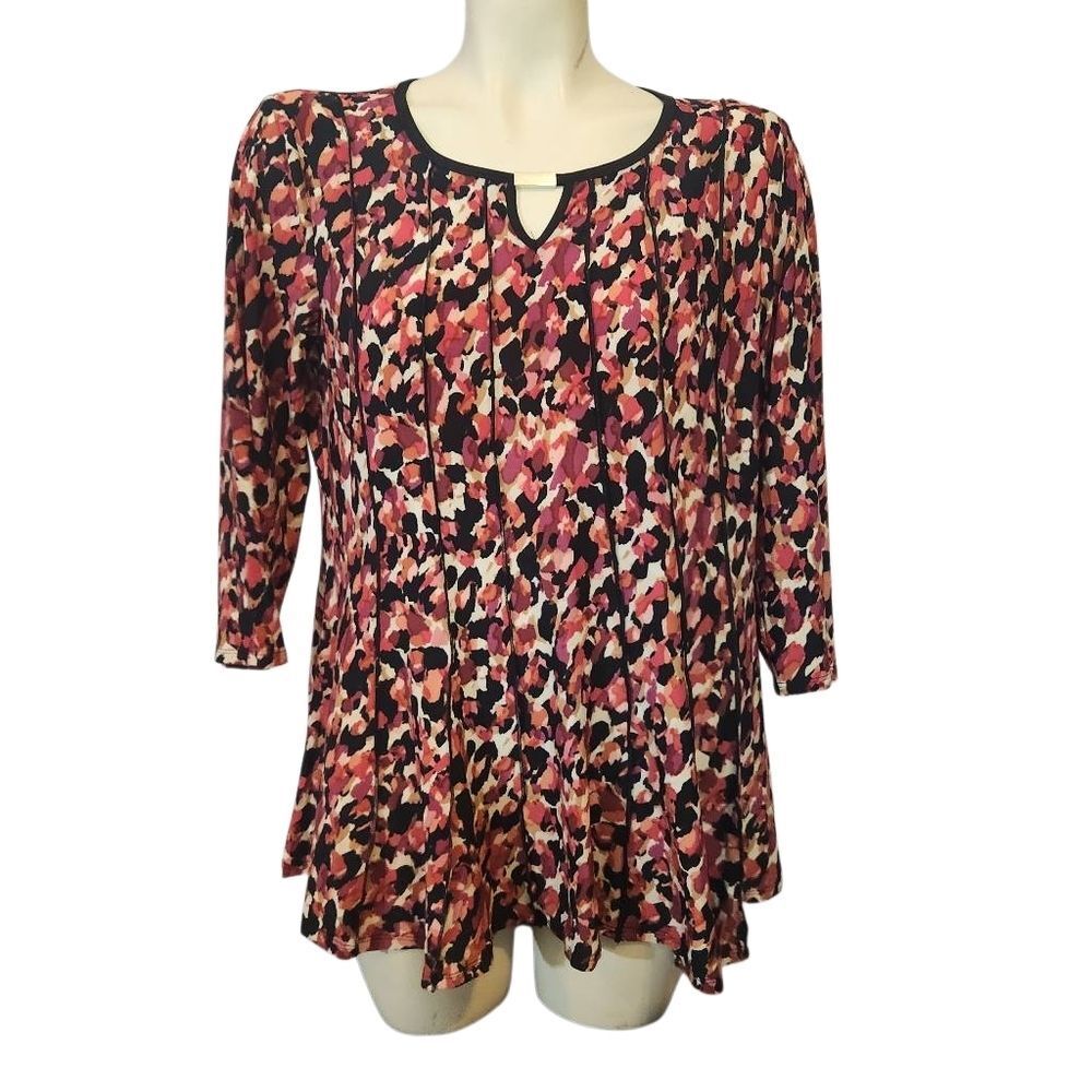 Women's Ava & Grace Floral Print Top -‎ Multicolor Size Medium